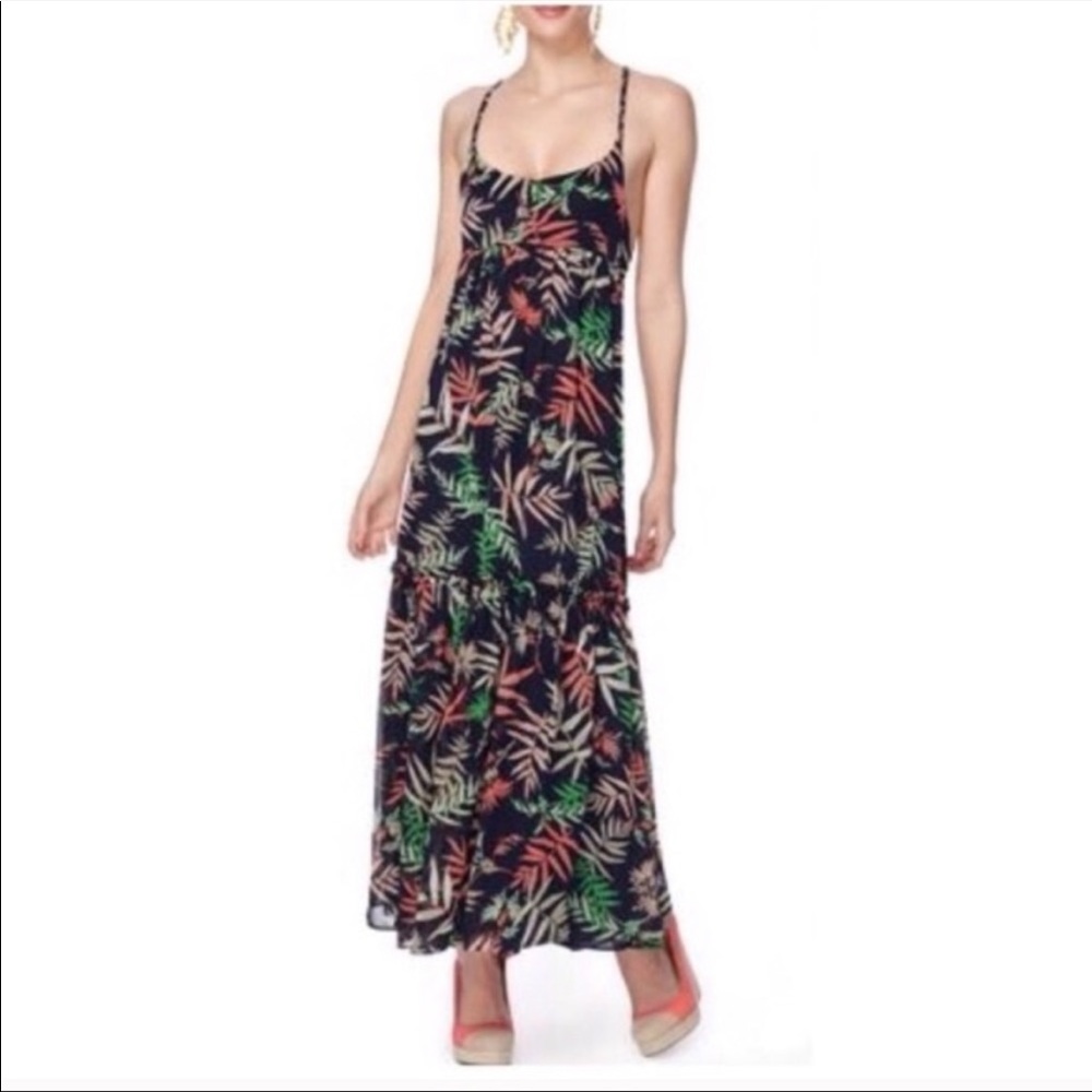 The Webster Miami by Target Navy Pink Palm Tree Print Maxi Dress
